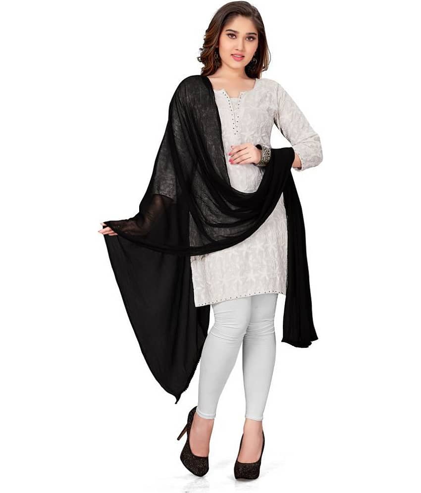 TULSI (CRAFTED WITH HEART) Women Chiffon Dupatta ( Black , Pack of 1 ) - Dupattas & Shawls | Buy online on ZillyBuy