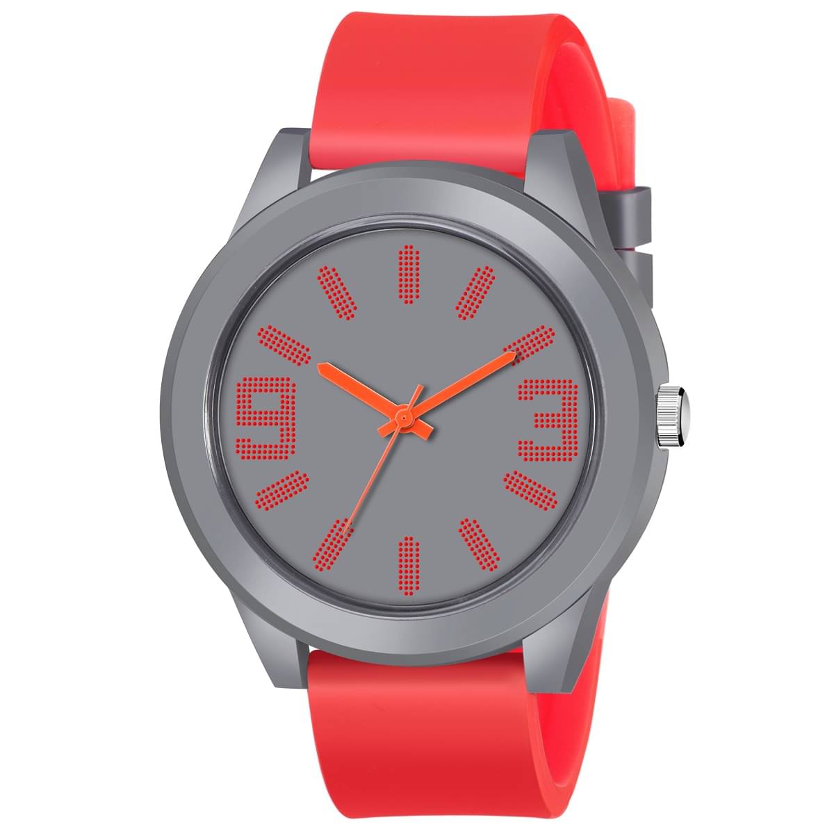     			newmen - Red PU Analog Men's Watch