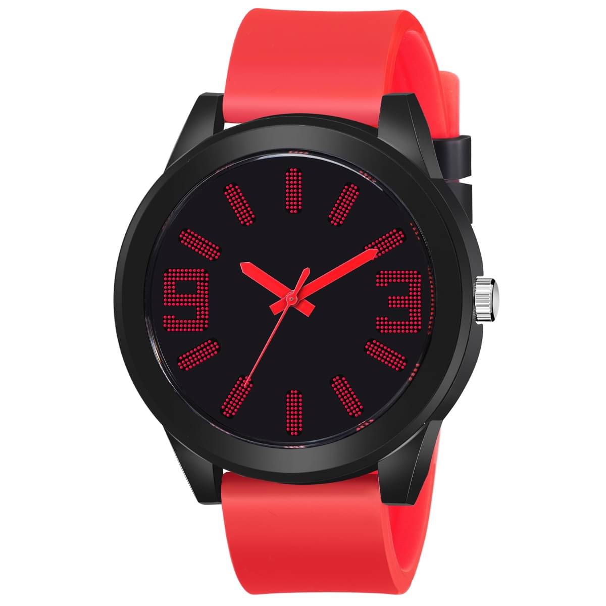     			newmen - Red PU Analog Men's Watch