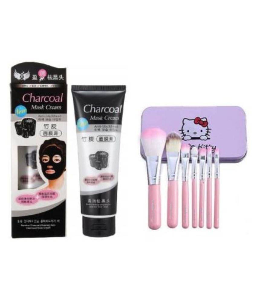     			Makeup Brushes Combo , Charcoal Face Cream Anti Blackhead And Complete Makeup Mini Brush Kit With A Storage Box