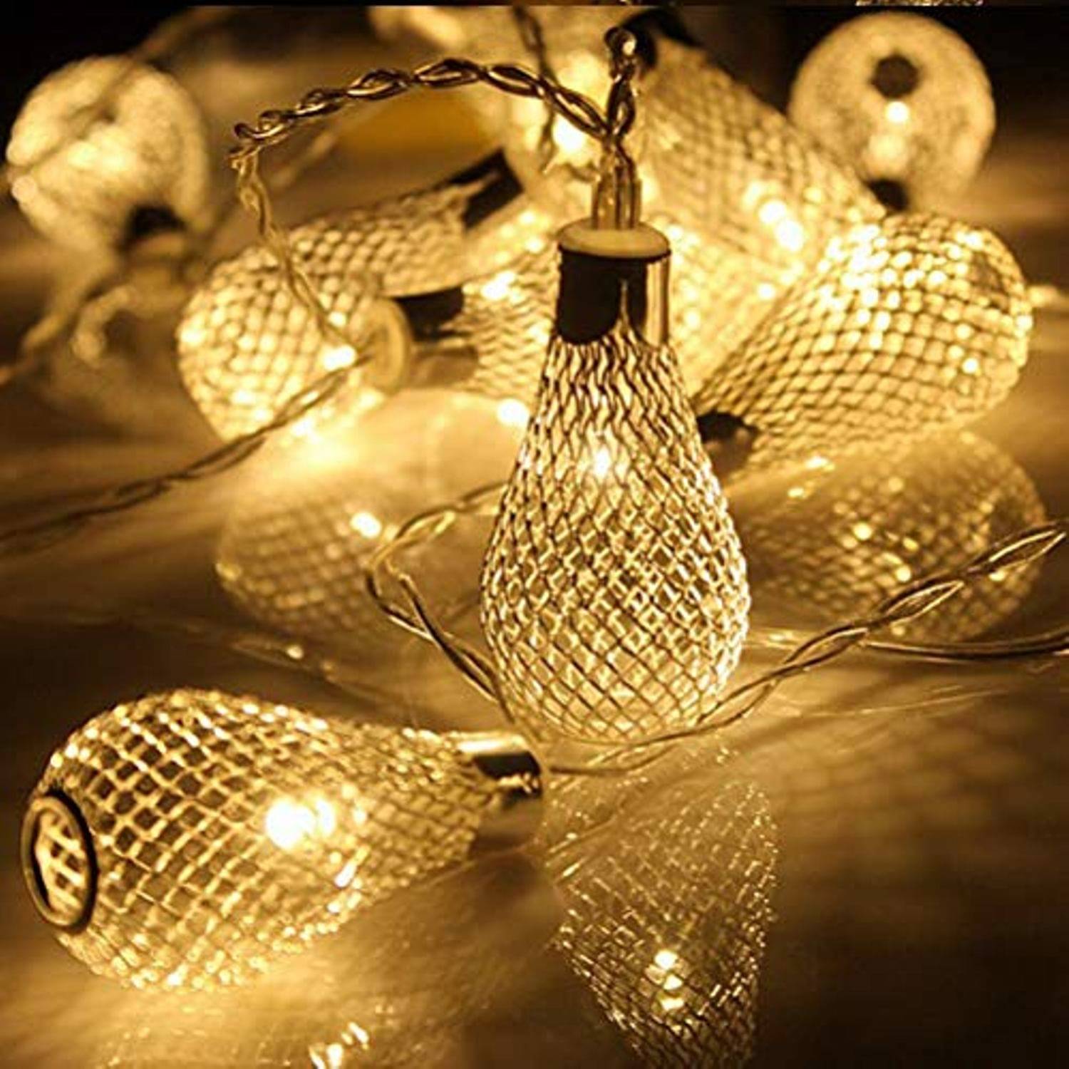     			MIRADH 16 Bulb Shape Led Lantern 16ft Long String Lights Yellow