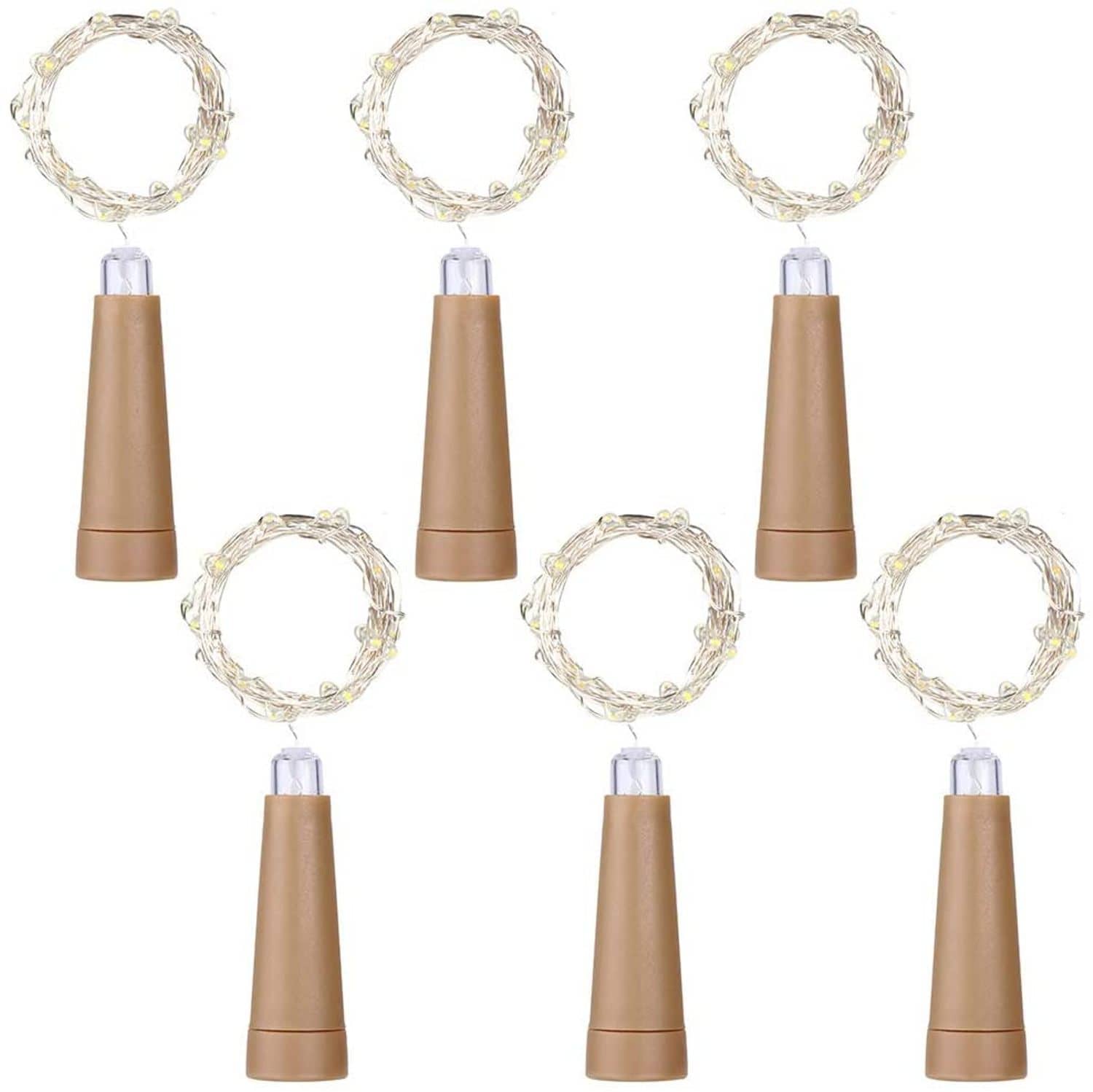 MIRADH Bottle Cork Lights 20 LED 2Mtr LED Strips Yellow - Pack of 6
