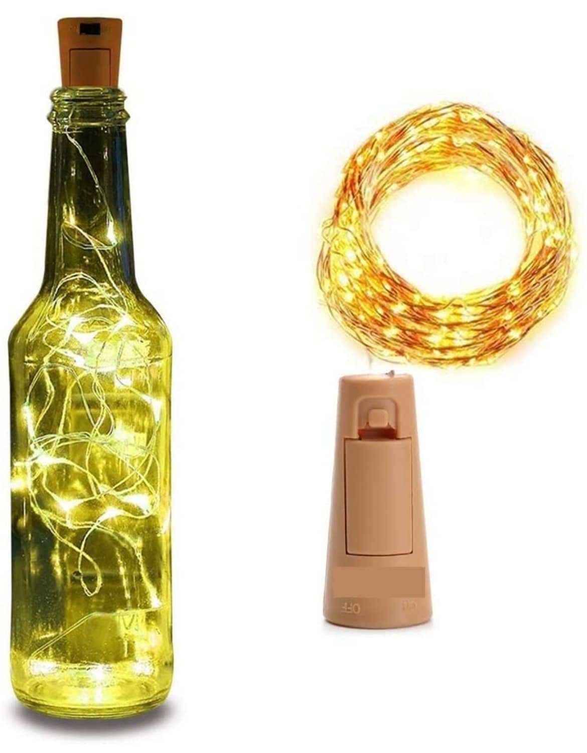 MIRADH Bottle Cork Lights 20 LED 2Mtr LED Strips Yellow - Pack of 6
