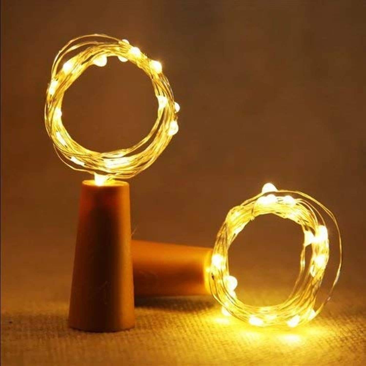 MIRADH Bottle Cork Lights 20 LED 2Mtr LED Strips Yellow - Pack of 6