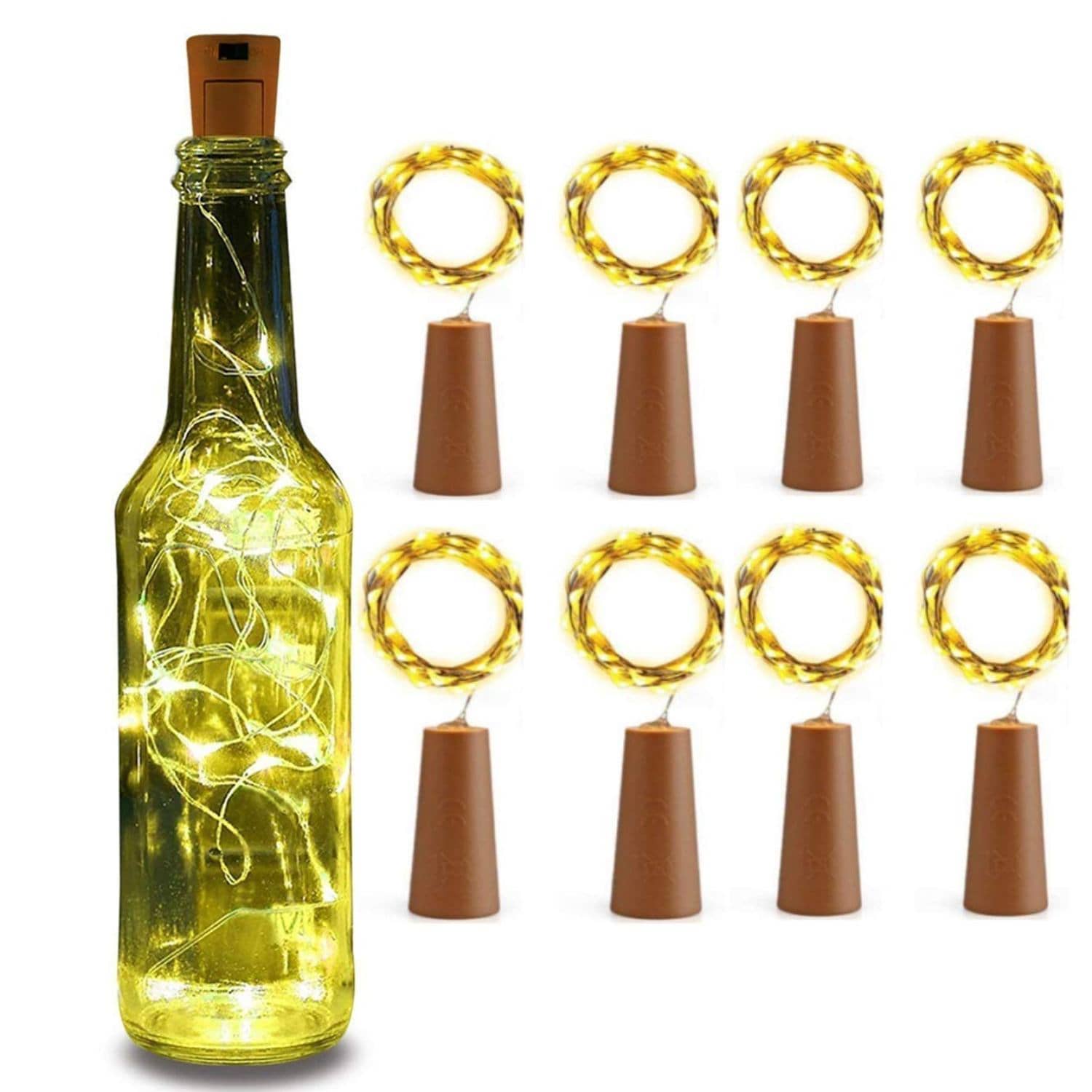 MIRADH Bottle Cork Lights 20 LED 2Mtr LED Strips Yellow - Pack of 6