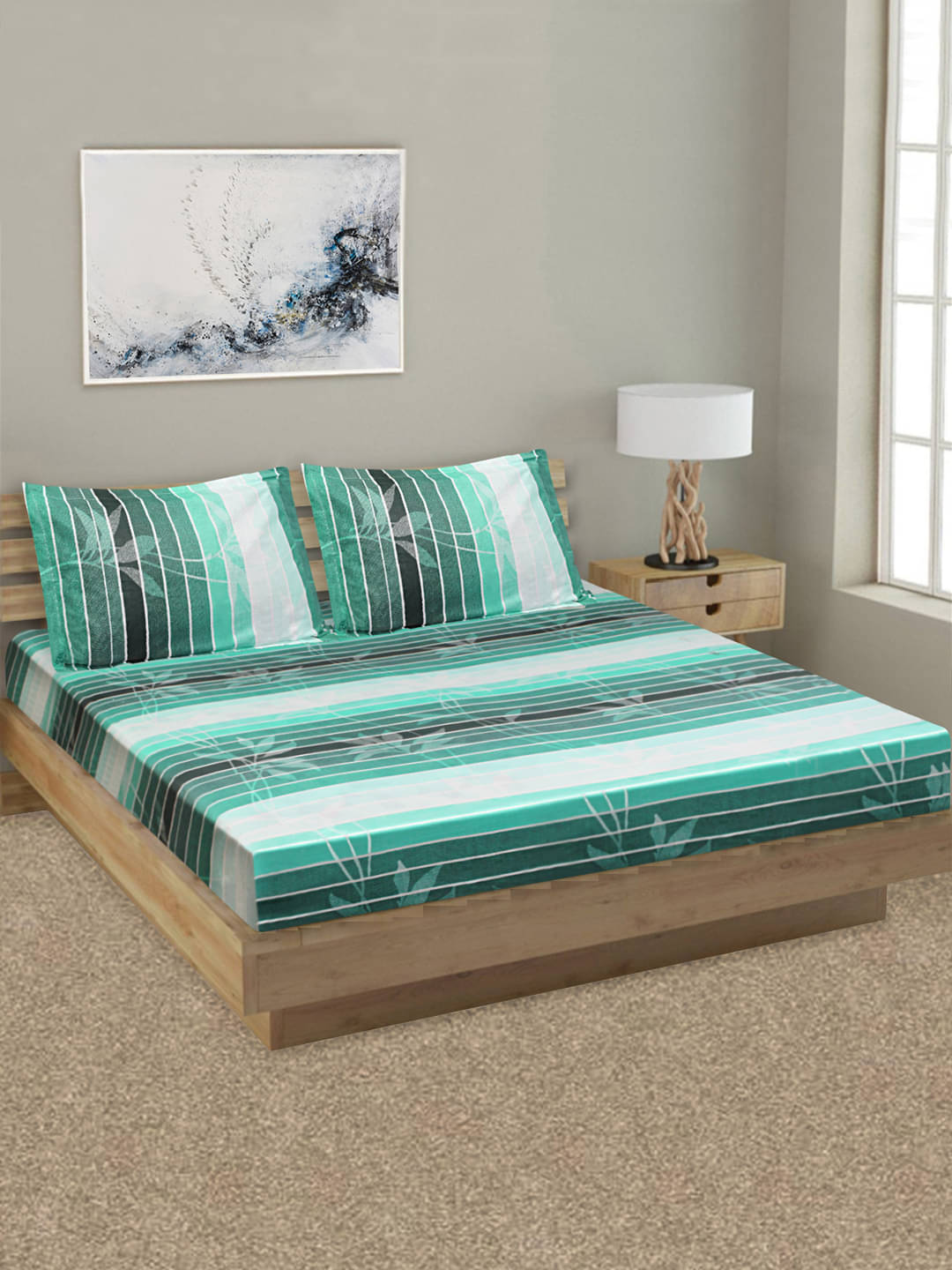    			Home Candy Cotton Double Bedsheet ( Green )