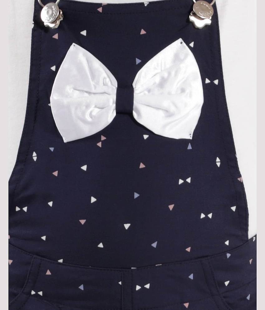 Kids Cave Pack of 1 Girls Crepe T-shirt With Dungaree ( Navy Blue )