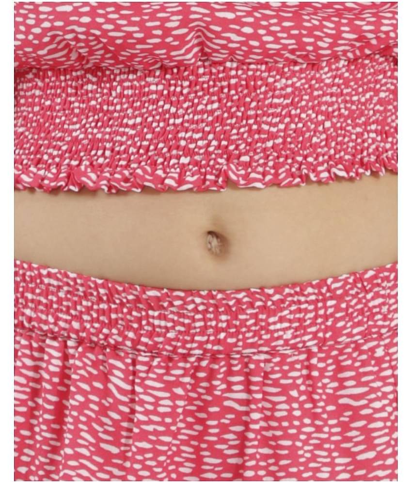 Kids Cave Pack of 1 Girls Crepe Top With Skirt ( Orange )