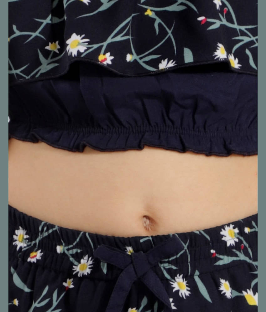 Kids Cave Pack of 1 Girls Crepe Top With Palazzo ( Navy Blue )