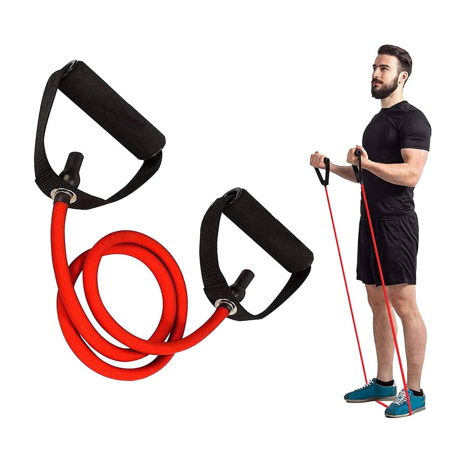 Professional Single Toning Tube Exercise Band Resistance Band Exerciser Cord with Comfort Handles Latex Tube-Home Workout Accessories For Men And Women Professional Single Toning Tube Exercise Band Resistance Band Exerciser Cord with Comfort Handles Latex Tube-Home Workout Accessories For Men And Women