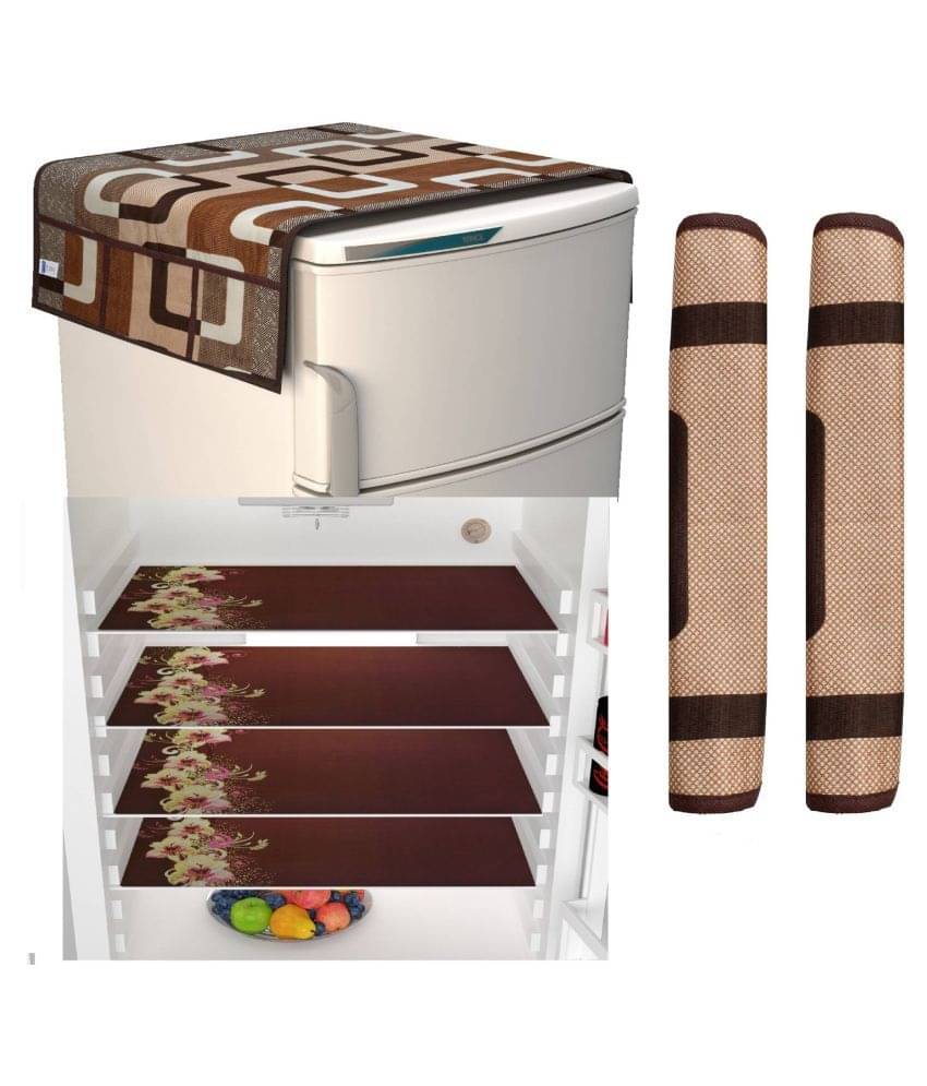    			Exopick Brown Pvc Fridge Top Cover, Fridge Cover (Pack Of 7)