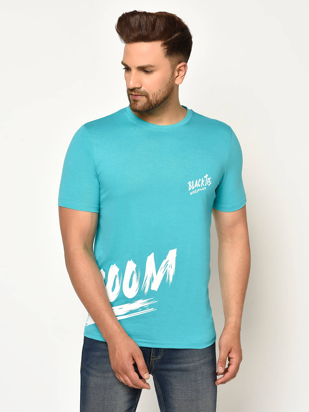     			Glito Pack of 1 Cotton Blend Regular Fit Men's T-Shirt ( Blue )