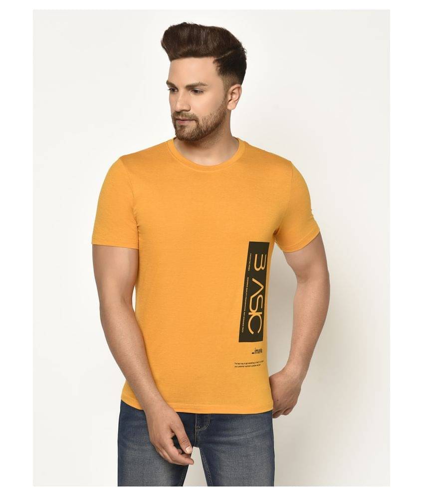 Glito Pack of 1 Cotton Blend Regular Fit Men's T-Shirt ( Yellow ) Glito Pack of 1 Cotton Blend Regular Fit Men's T-Shirt ( Yellow )
