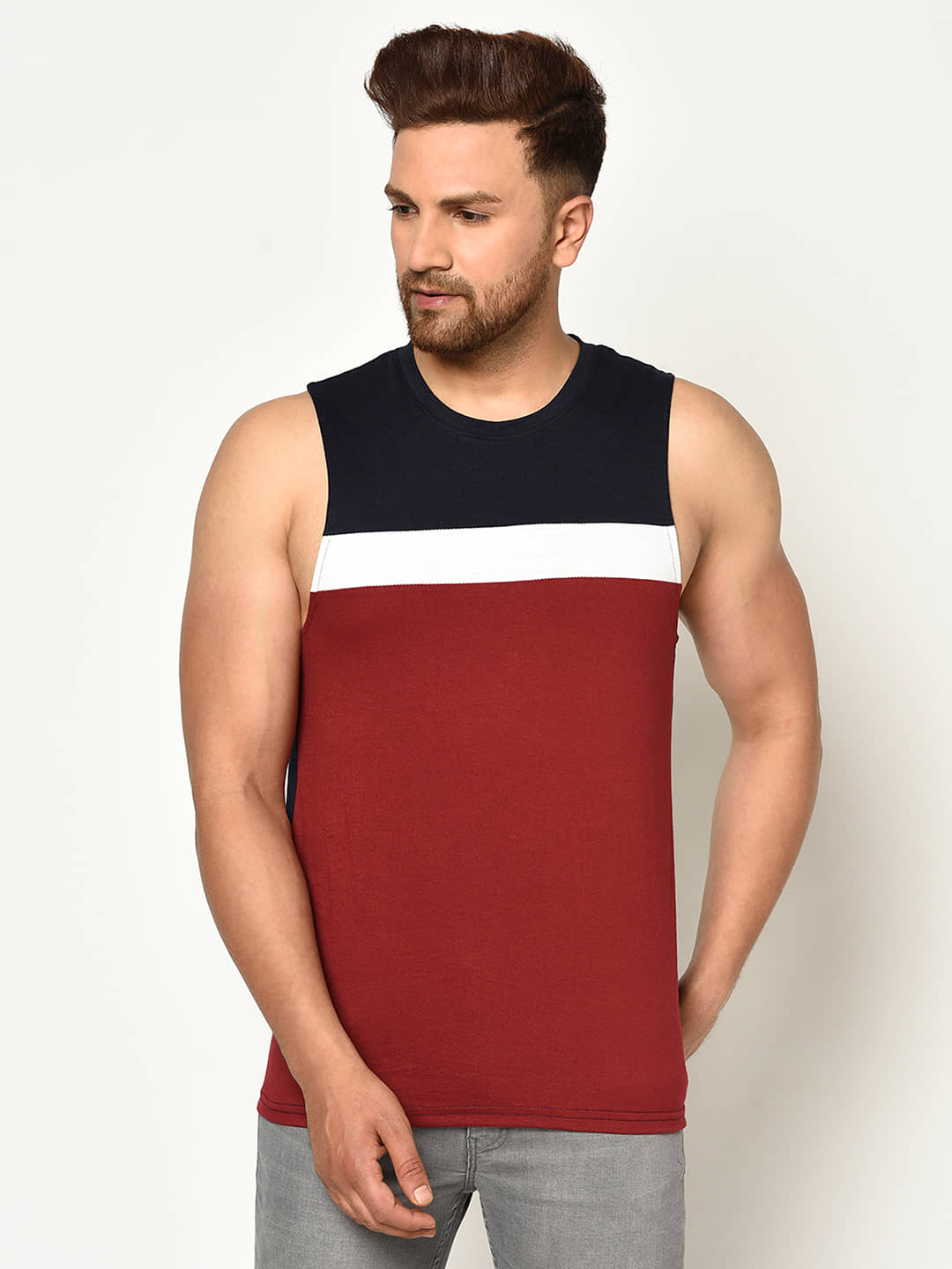 Glito Pack of 1 Cotton Blend Sleeveless Vest For Men ( Multi ) - Nightwear & Loungewear | Buy online on ZillyBuy