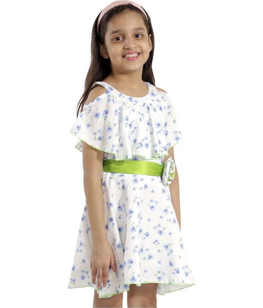 Kids Cave Rayon Pleated For Girls ( Pack of 1 , White )