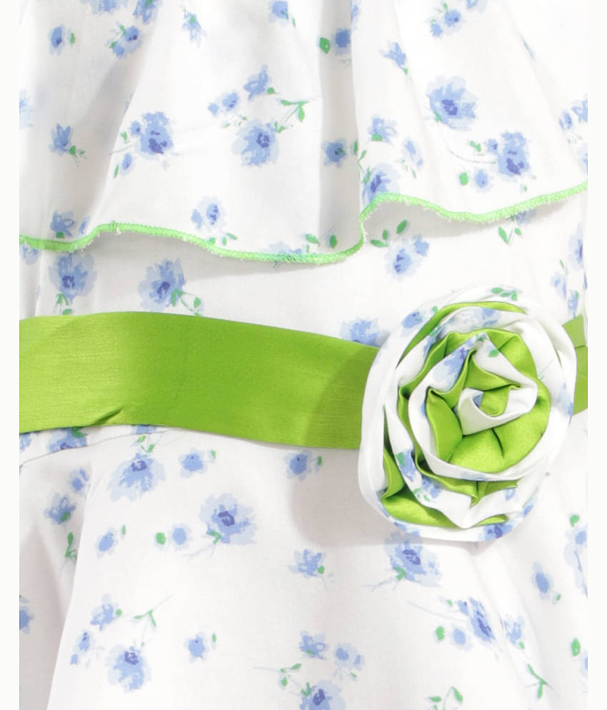 Kids Cave Rayon Pleated For Girls ( Pack of 1 , White )