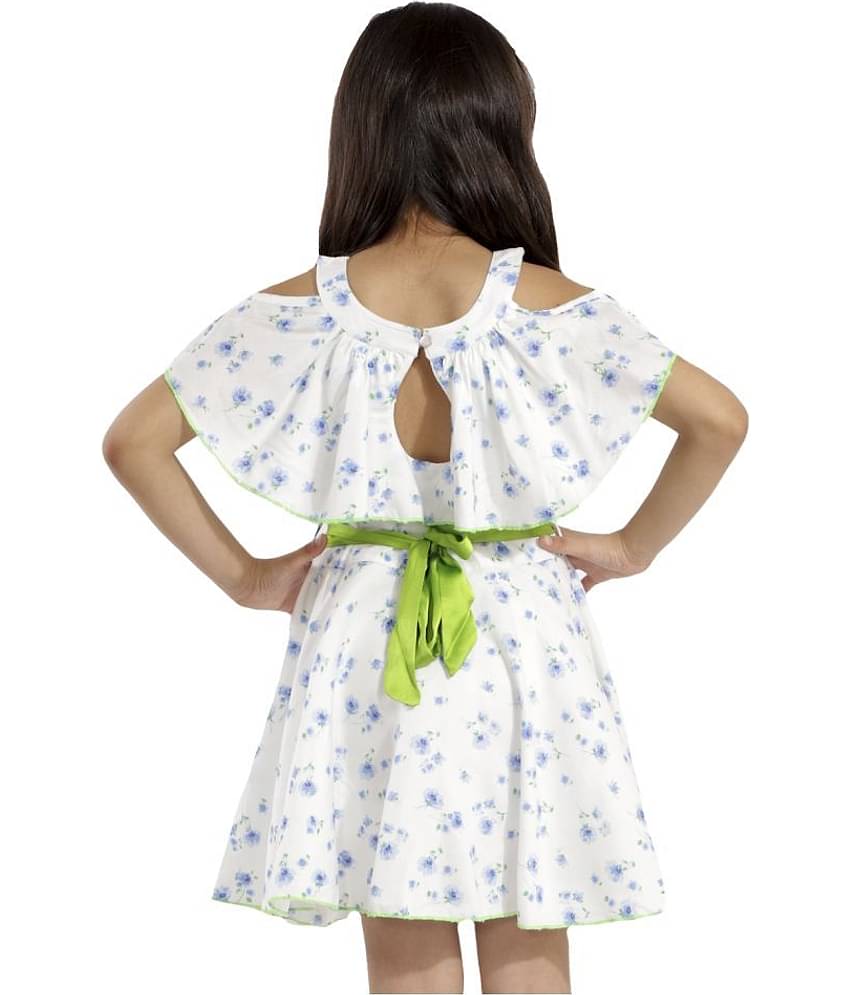 Kids Cave Rayon Pleated For Girls ( Pack of 1 , White )