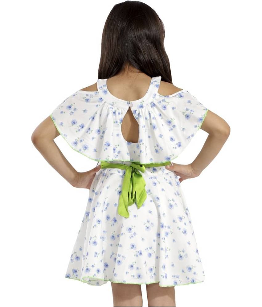 Kids Cave Rayon Pleated For Girls ( Pack of 1 , White )