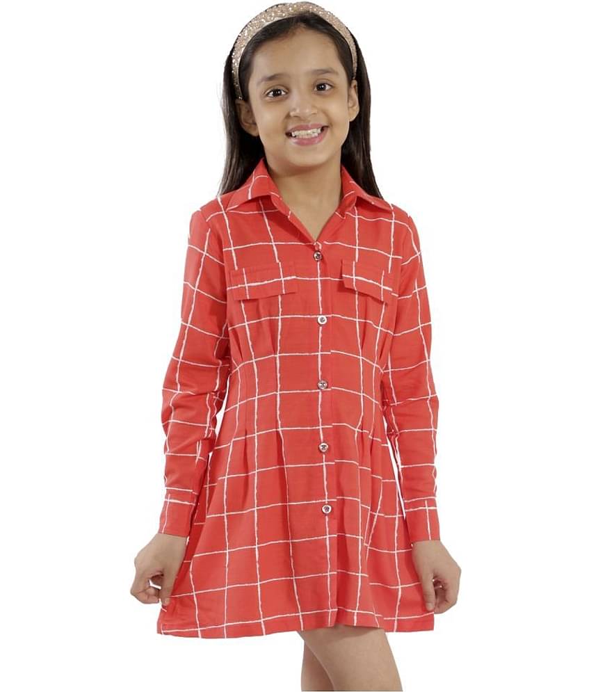 Kids Cave Pack of 1 Girls Rayon Shirts ( Orange )