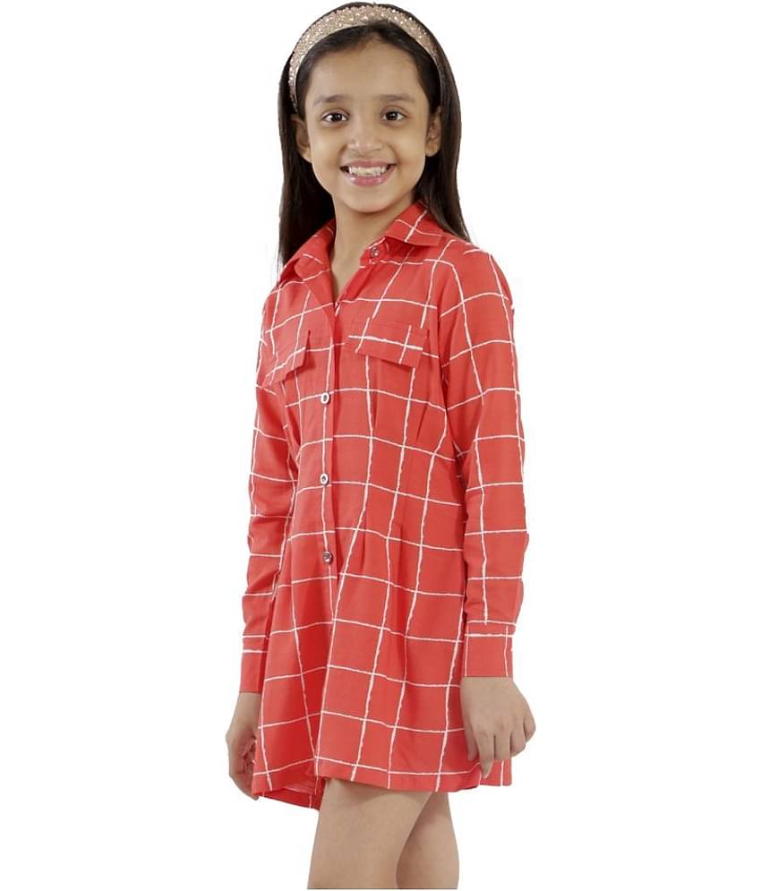 Kids Cave Pack of 1 Girls Rayon Shirts ( Orange )