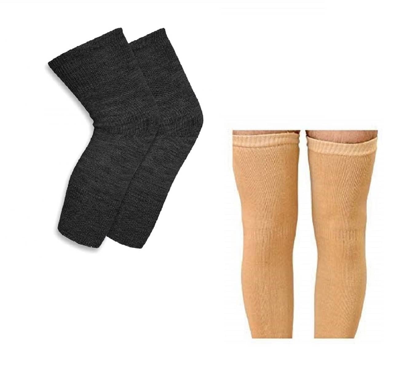 Penyan™ Knee Warmers, Woolen Knee Cap | Unisex | Elastic Support | Fully Stretchable (Skin + Grey) - Combo 2 Pair - Socks | Buy online on ZillyBuy