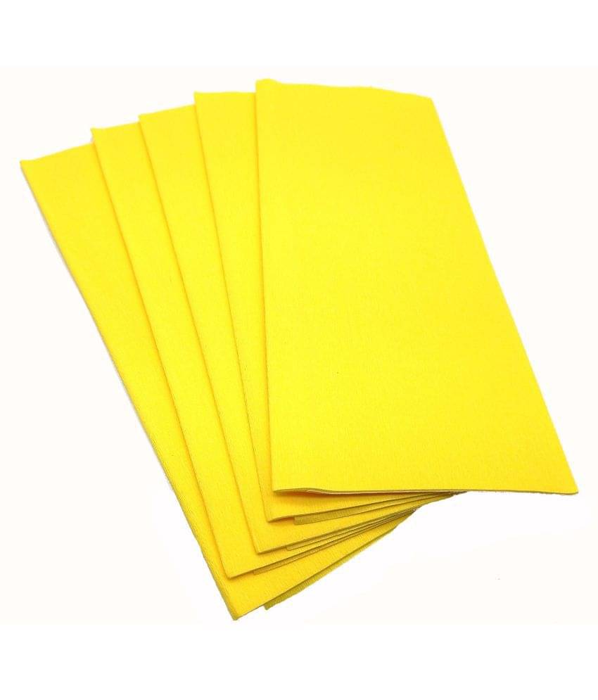     			PRANSUNITA Flower Making Duplex Wrinkled Stretchable Crepe Paper for DIY Flower Making and Wrapping, Size: - 25 x 55 cm - Pack of 5 Sheets (YELLOW)