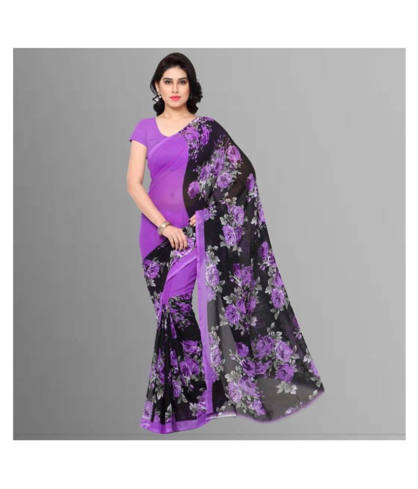ANAND SAREES Georgette Printed Saree With Unstitched Blouse Piece ( Multicolor ) - Sarees | Buy online on ZillyBuy