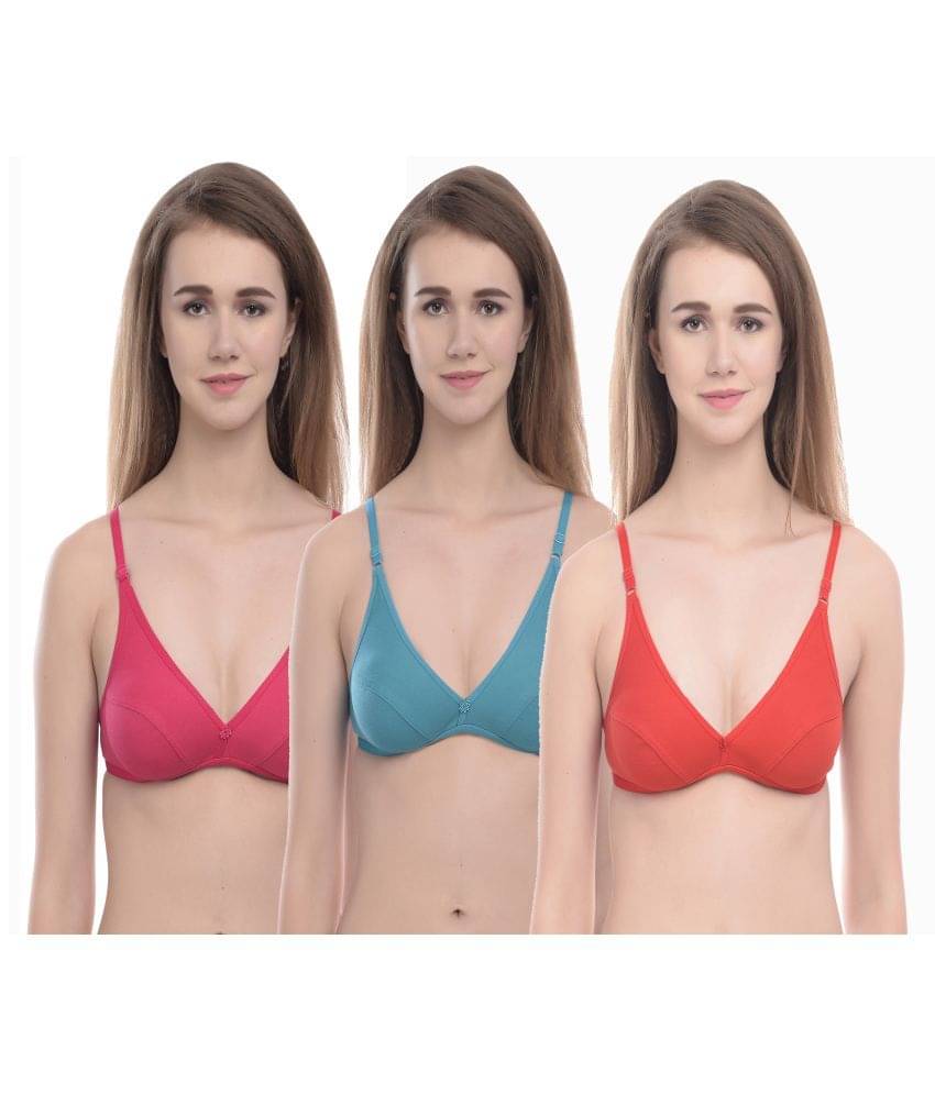 Elina Pack of 3 Cotton Non Padded Women's Everyday Bra ( Multi Color )     			Elina Pack of 3 Cotton Non Padded Women's Everyday Bra ( Multi Color )