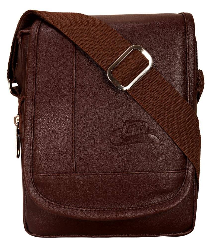     			Leather World - Maroon Solid Messenger Bags
