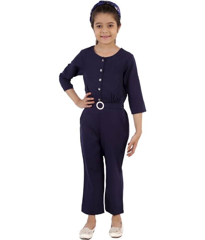 Kids Cave Girls Crepe Jumpsuit ( Pack of 1 , Navy Blue )