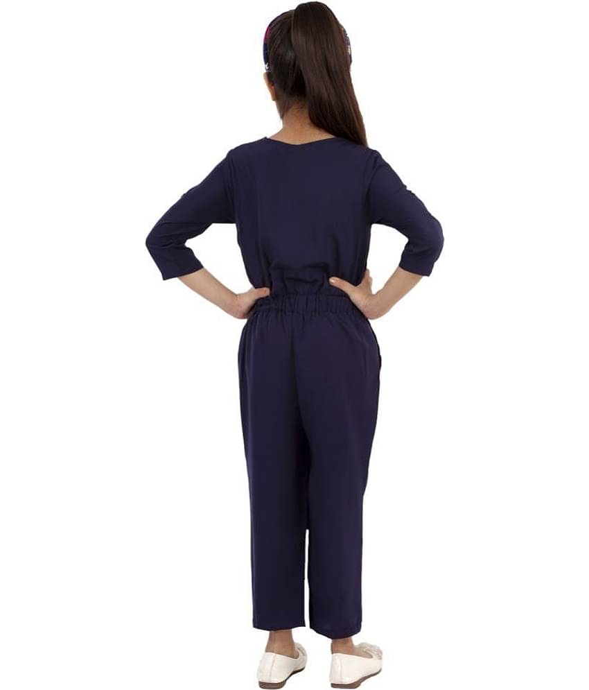 Kids Cave Girls Crepe Jumpsuit ( Pack of 1 , Navy Blue )