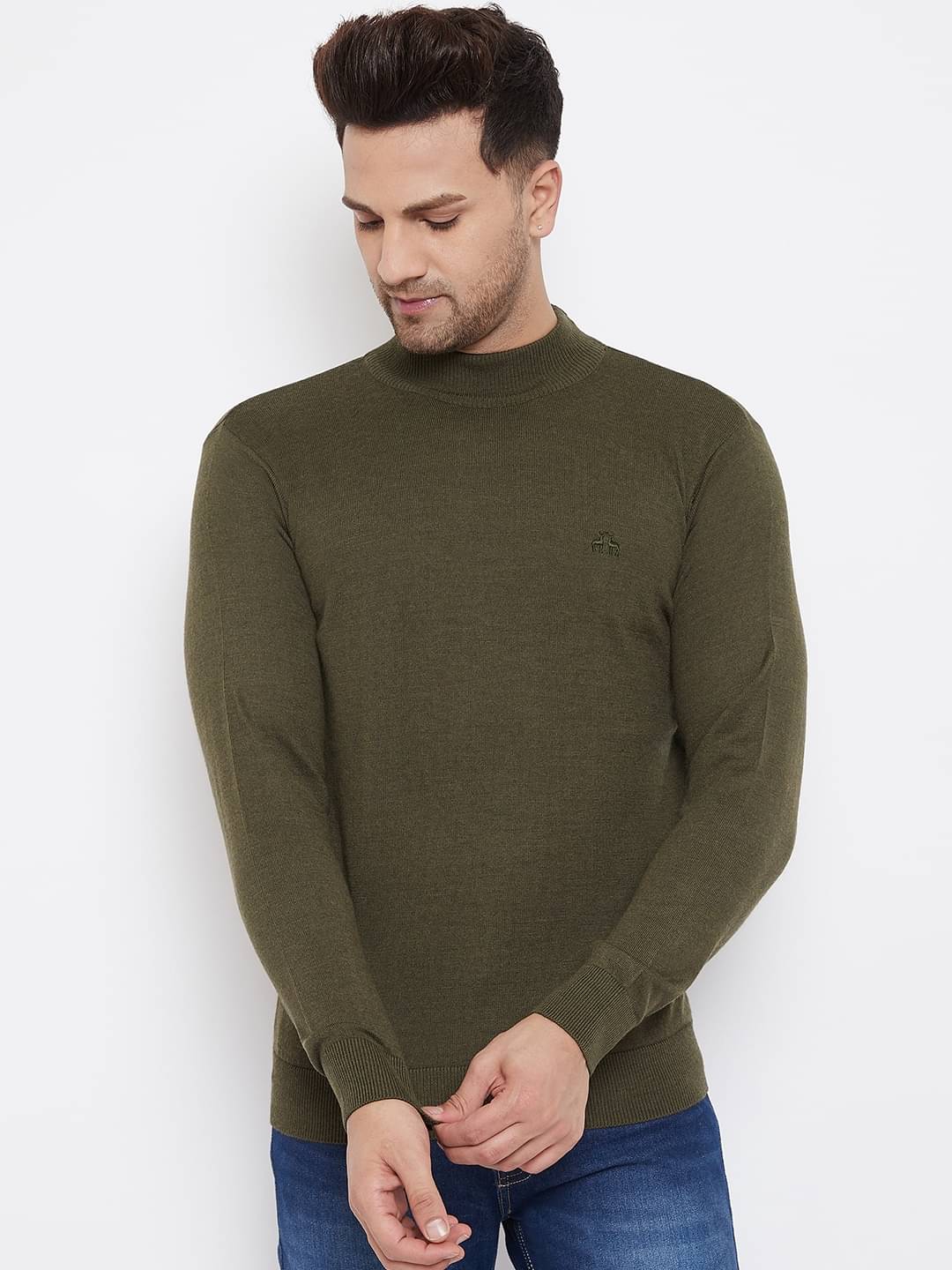 98 Degree North Green Round Neck Sweater Single     			98 Degree North Green Round Neck Sweater Single
