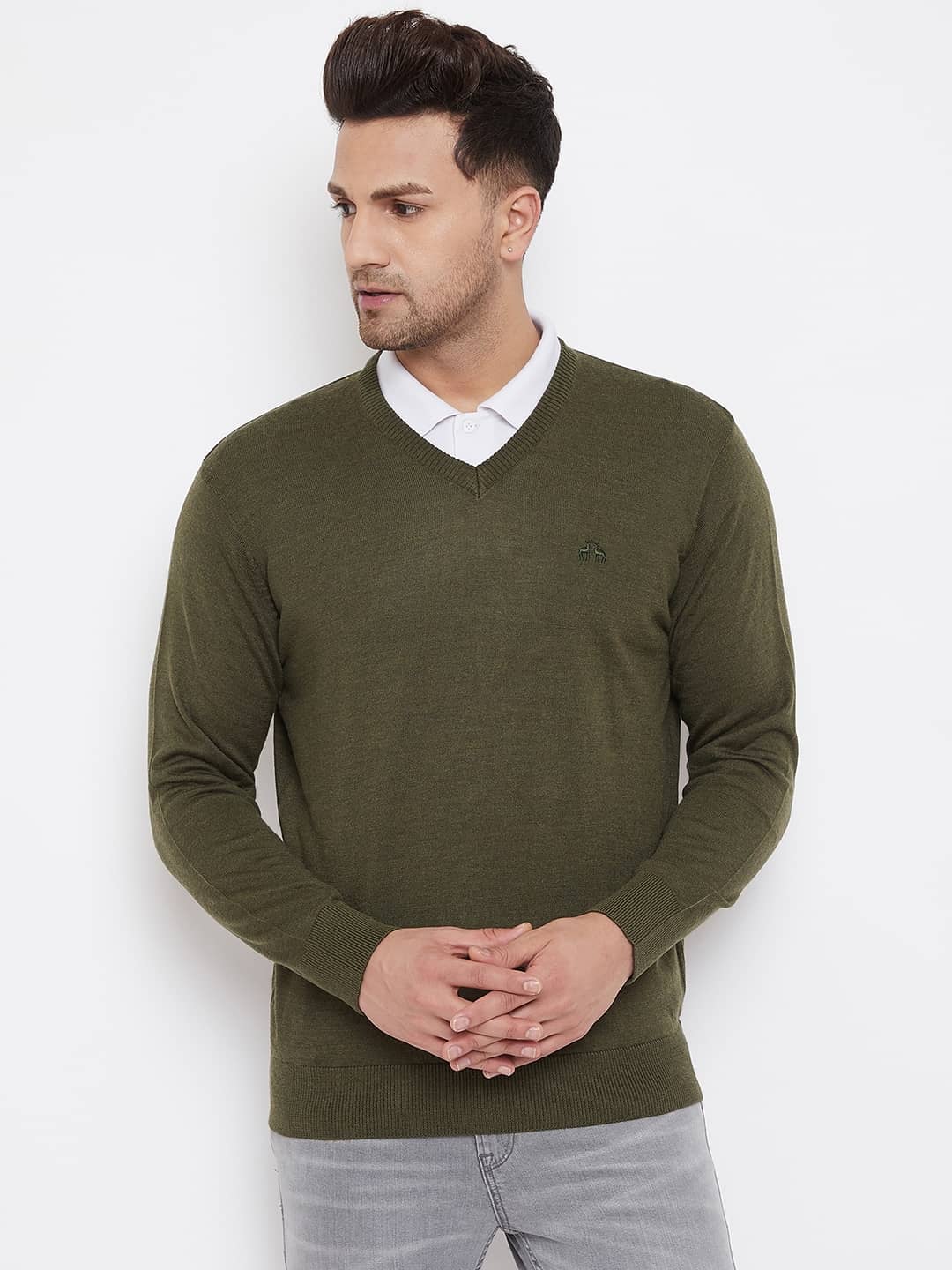 98 Degree North Green V Neck Sweater Single