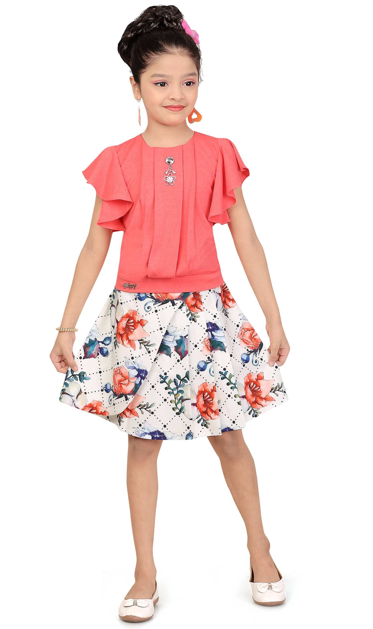     			Arshia Fashions Pack of 1 Girls Rayon Top With Skirt ( PeachPuff )