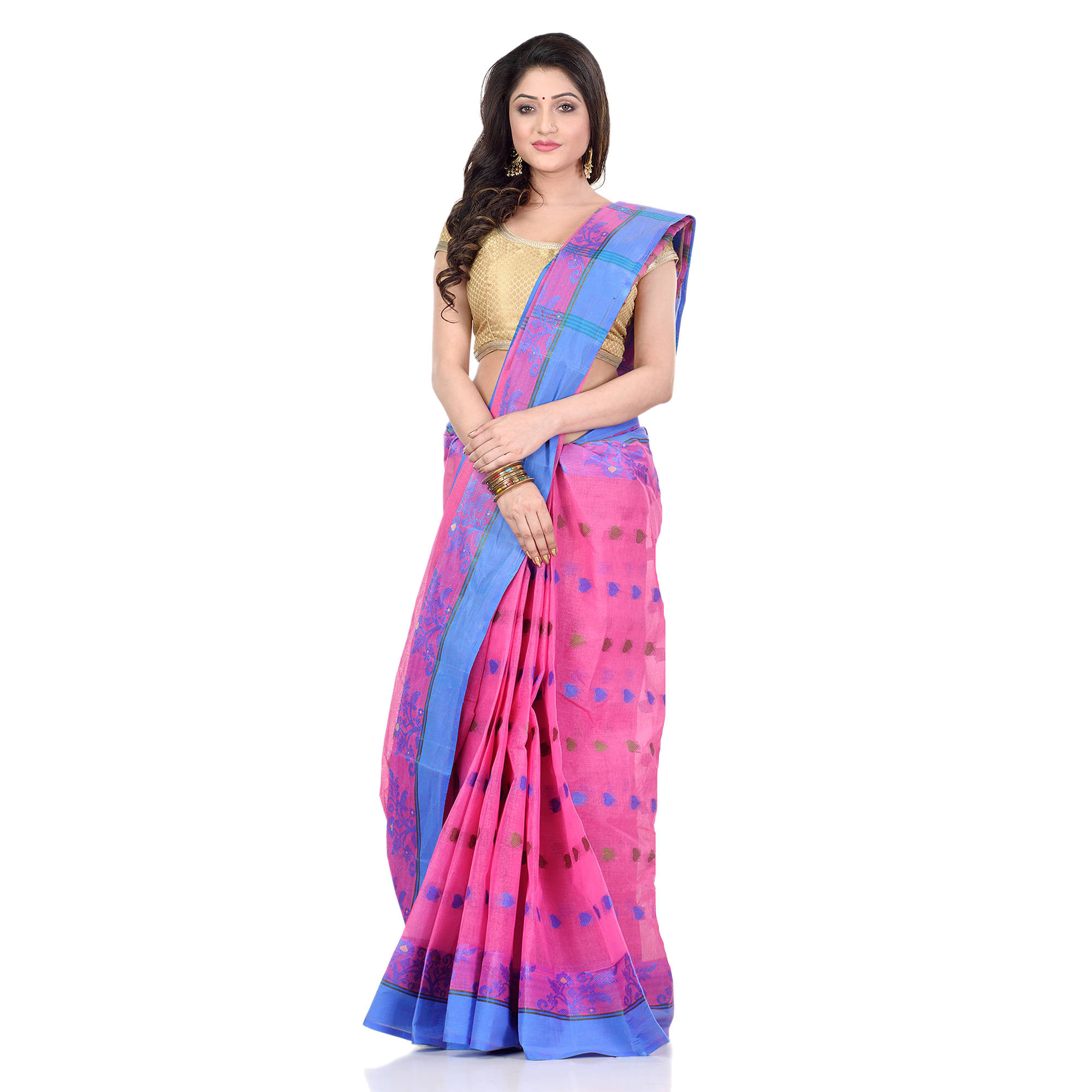 Desh Bidesh Cotton Self Design Saree Without Blouse Piece ( Pink ) Desh Bidesh Cotton Self Design Saree Without Blouse Piece ( Pink )