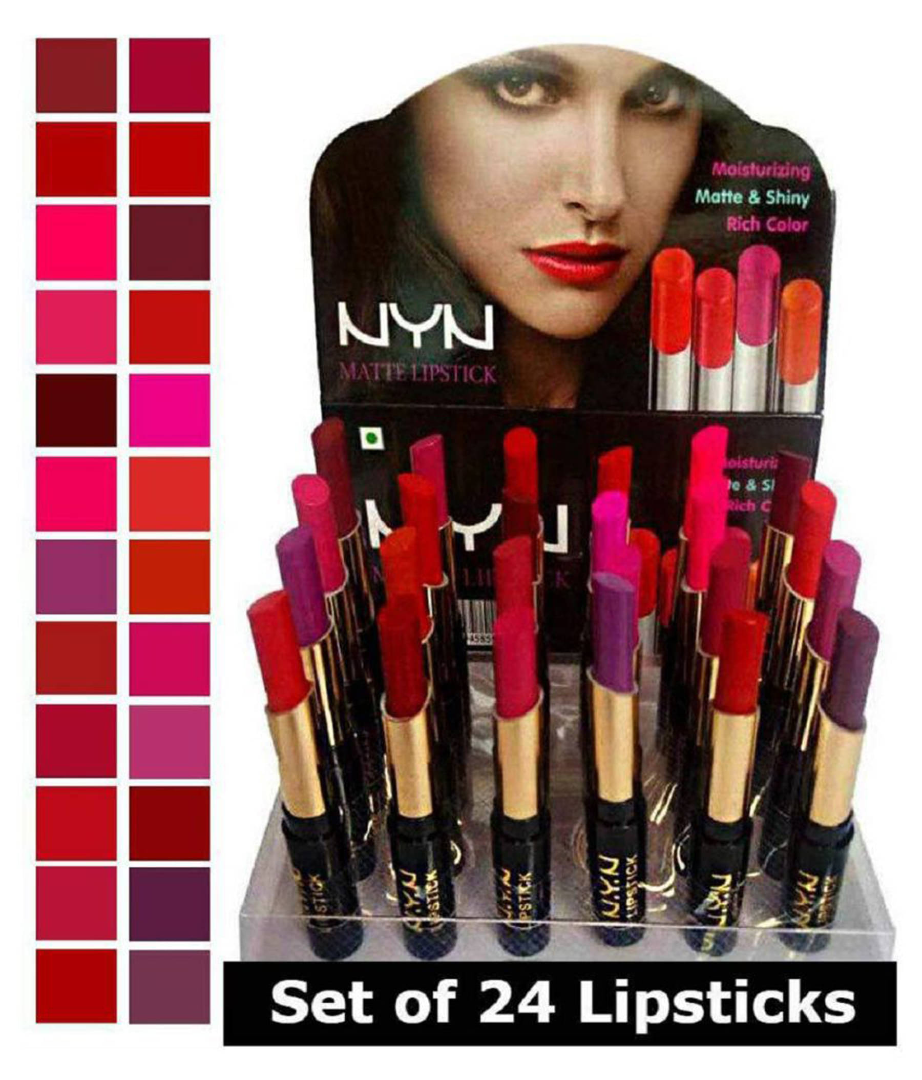     			Lenon NYN Matte Finish lipstick, Multicolor (Pack of 24)