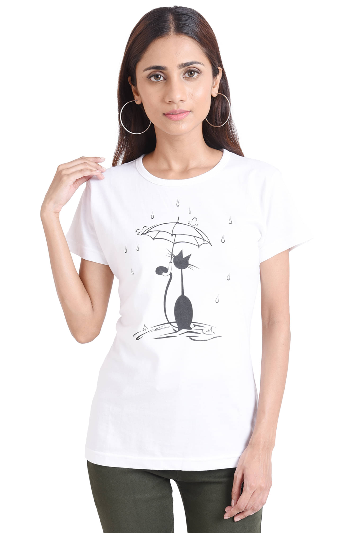 Neo Garments Women Cotton Printed Regular Fit Round Neck T-Shirt ( White ) Neo Garments Women Cotton Printed Regular Fit Round Neck T-Shirt ( White )