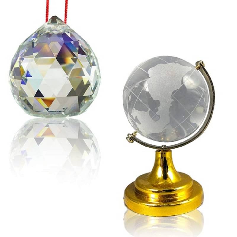     			PAYSTORE Glass Combo Crystal Ball And SMALL Crystal Globe, Standard, Clear, 2 Pieces