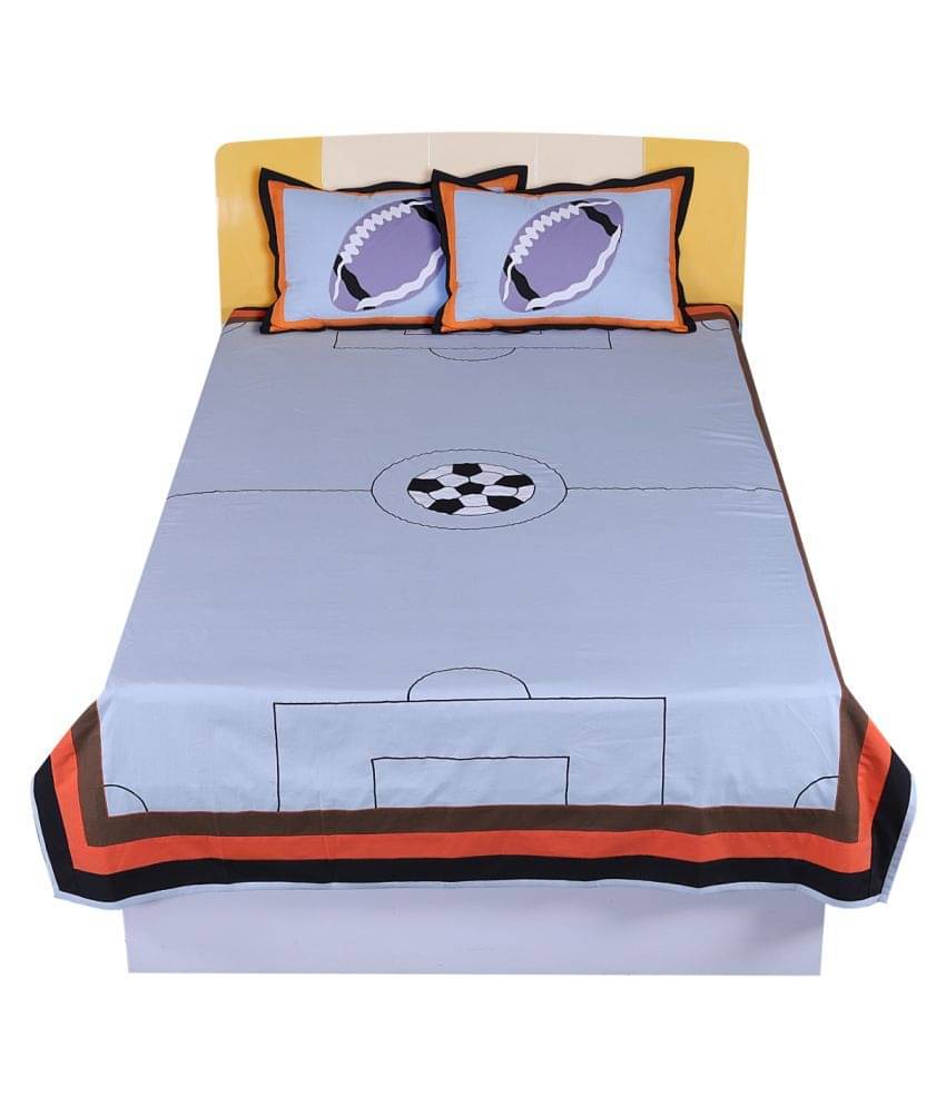     			HUGS N RUGS Cotton 1 Single Bedsheet with 2 Pillow Covers ( Blue )