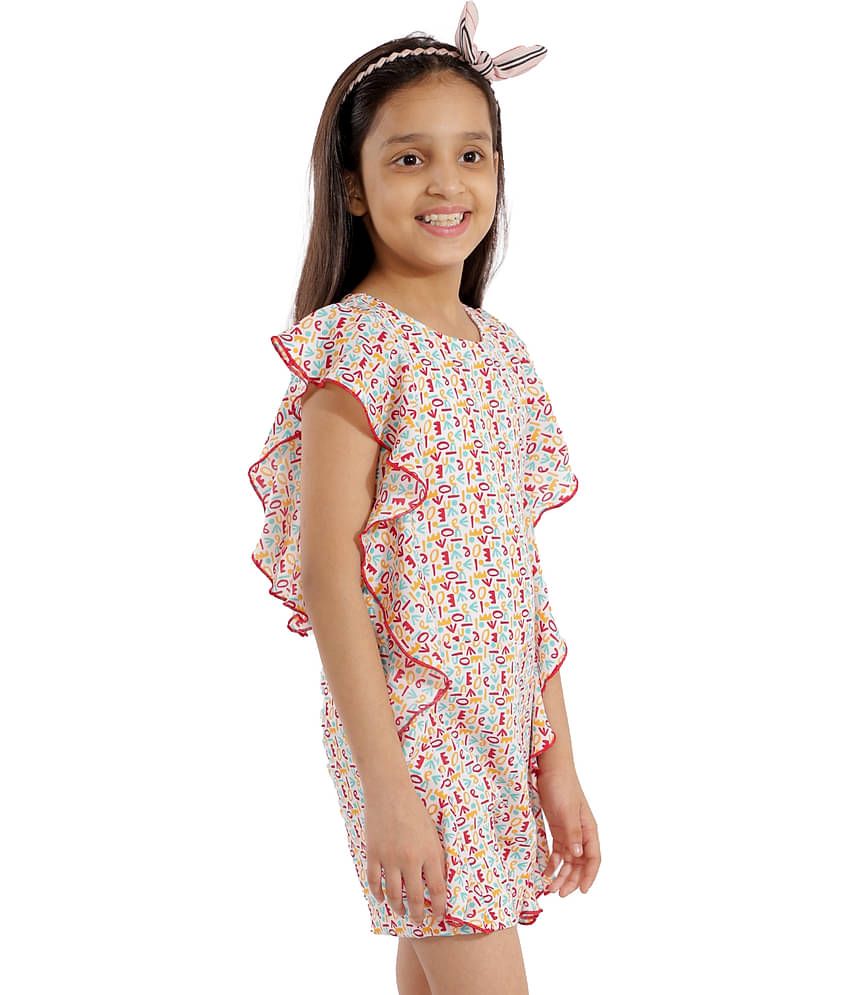 Kids Cave Girls Crepe Jumpsuit ( Pack of 1 , Off White )