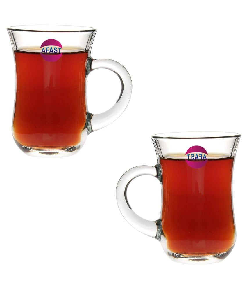 Somil Glass Tea Cup, Transparent, Pack Of 2, 85 ml