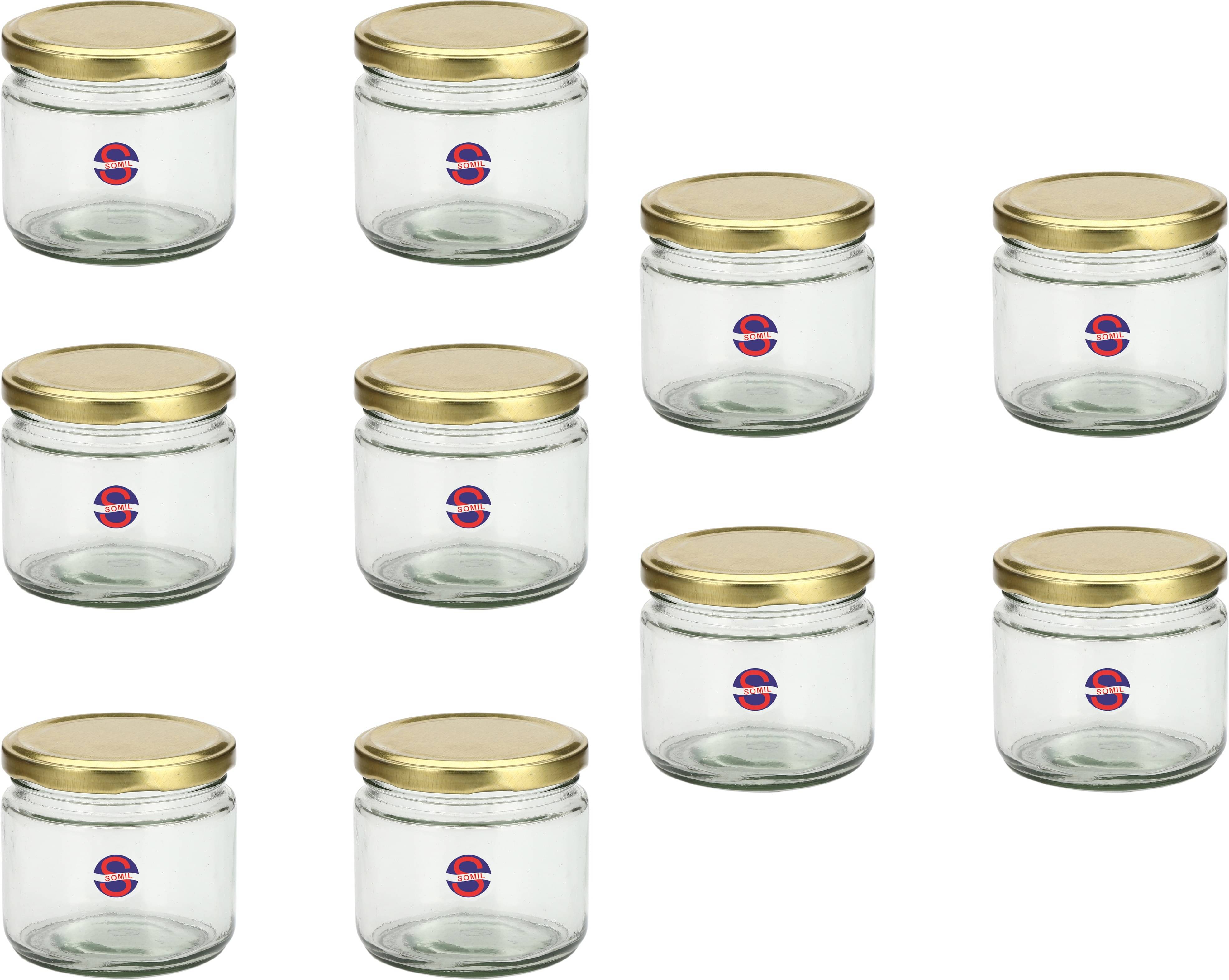     			Somil Glass Container, Transparent, Pack Of 10, 300 ml