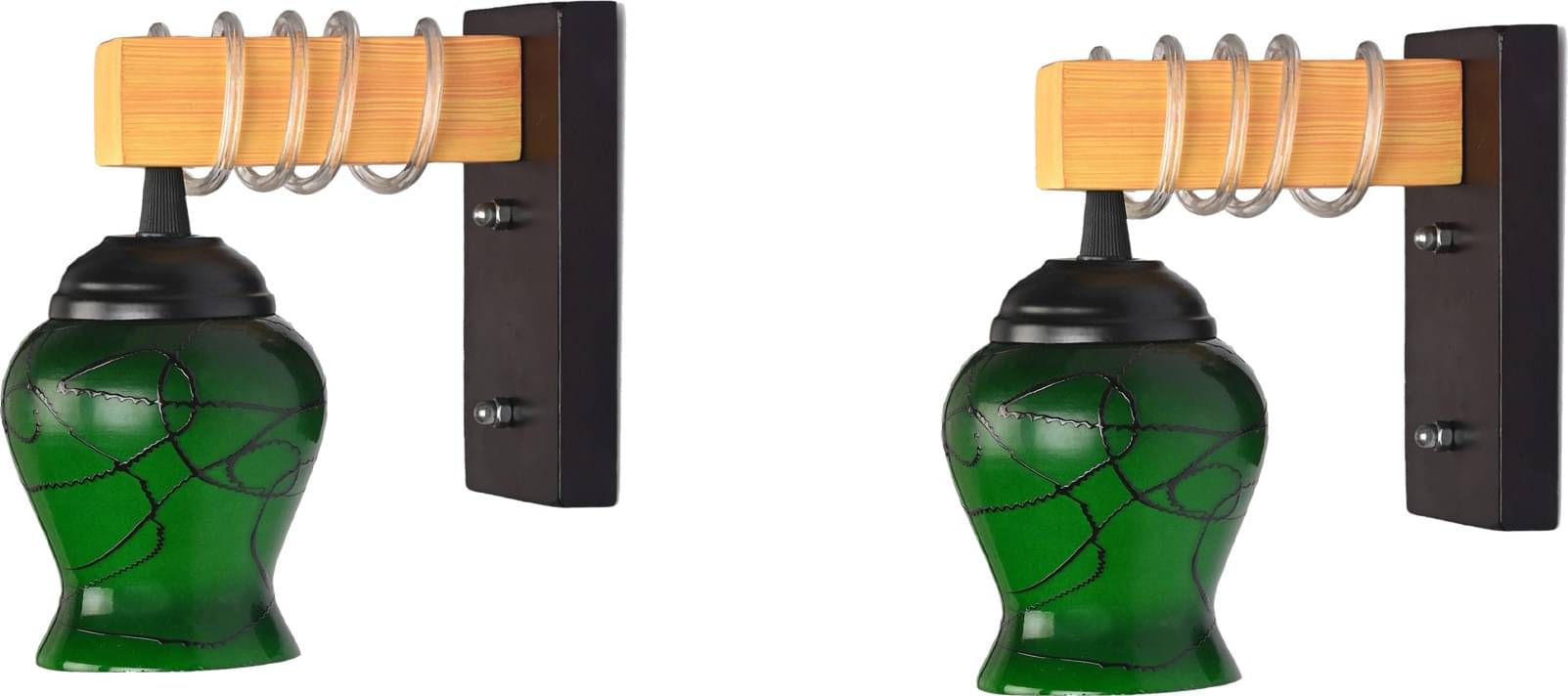     			Somil Decorative Wall Lamp Light Glass Wall Light Green - Pack of 2
