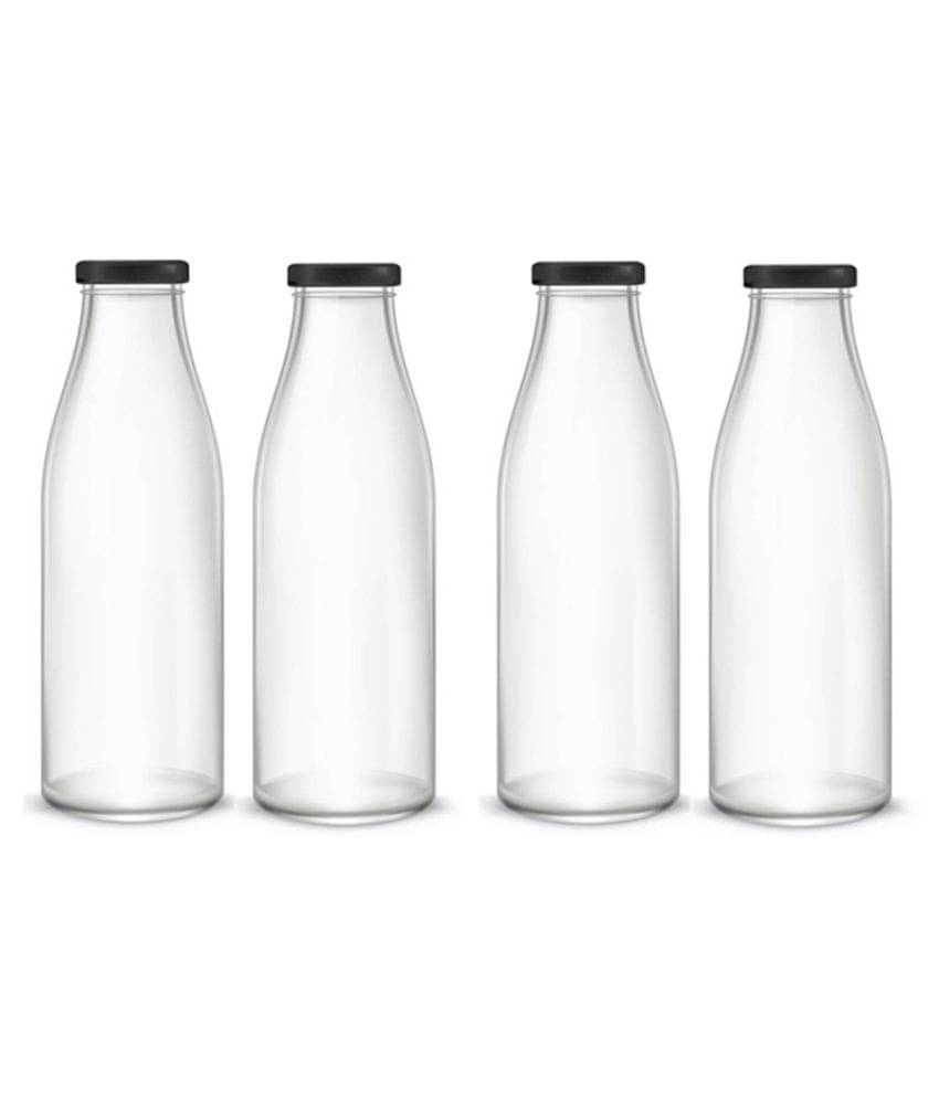     			Somil Glass Water Bottle, White, Pack Of 4, 1000 ml