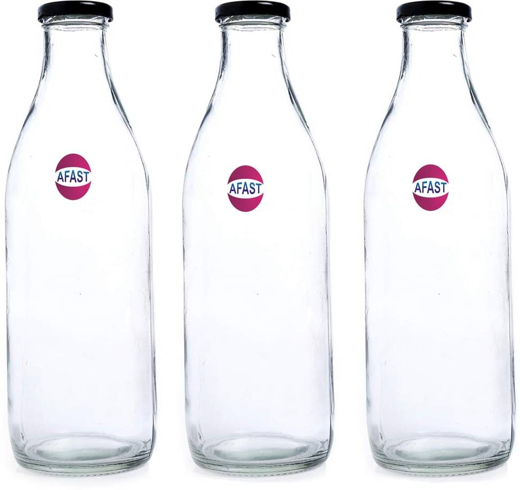    			Somil Glass Storage Bottle, Transparent, Pack Of 3, 1000 ml