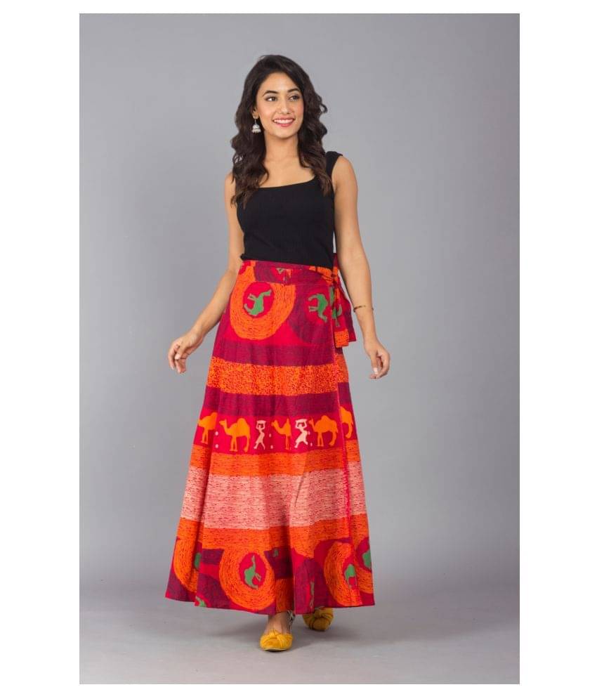    			Frionkandy Cotton Wrap Skirt - Red Single