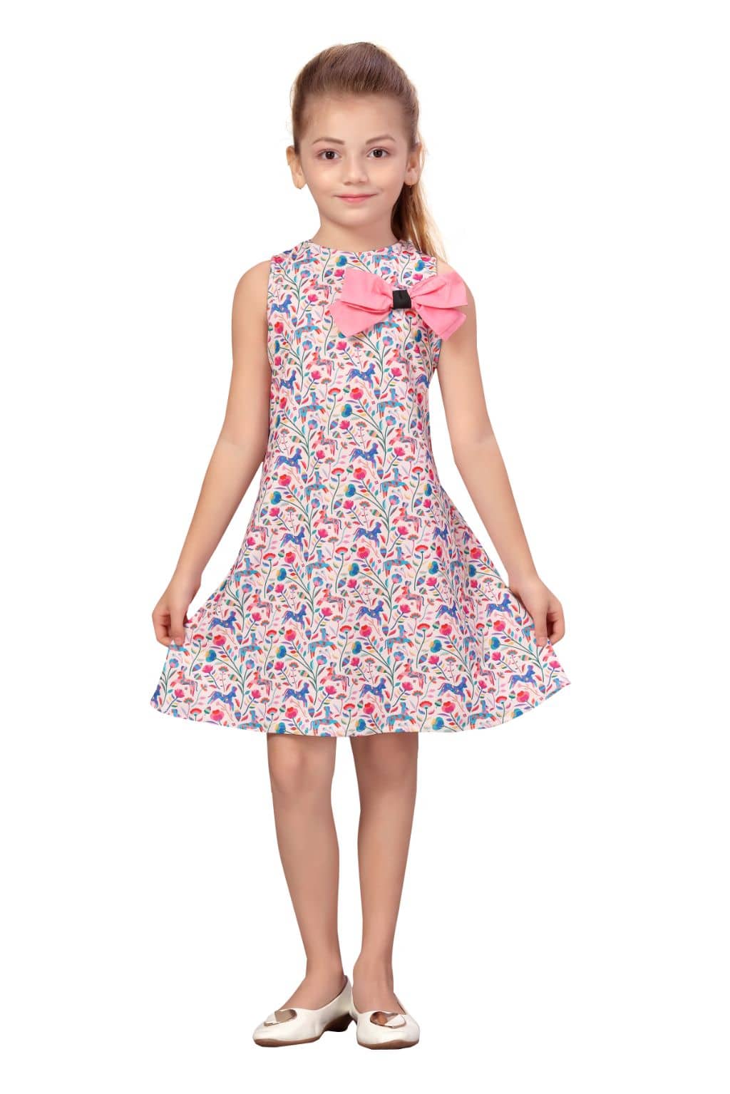K&U Cotton Blend A-line For Girls ( Pack of 1 , Pink )