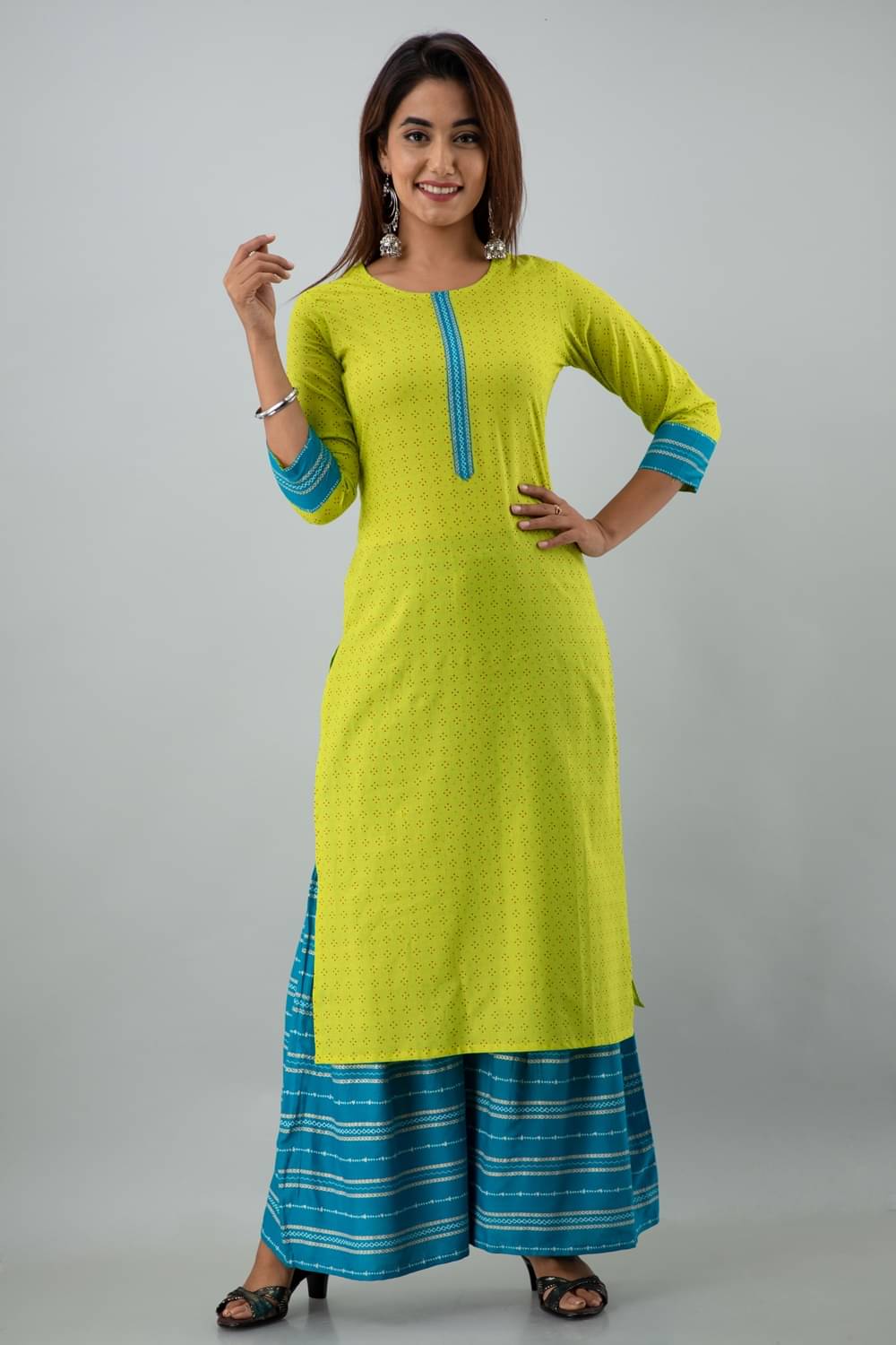 PIOUS LIBAS Cotton Kurti With Sharara And Gharara - Stitched Suit Pack of 2     			PIOUS LIBAS Cotton Kurti With Sharara And Gharara - Stitched Suit Pack of 2