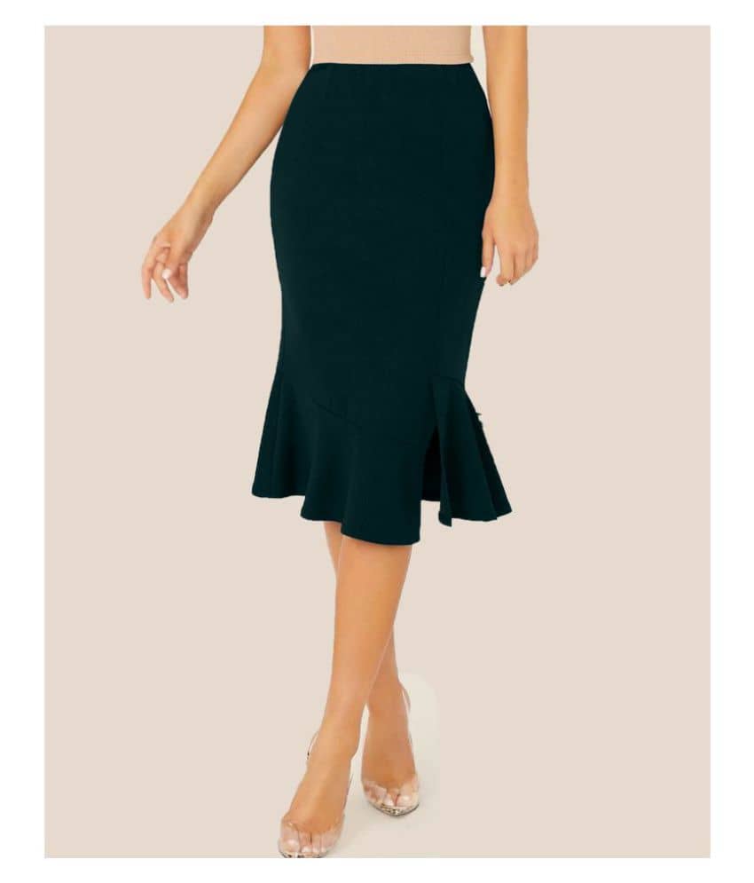 Addyvero Cotton Lycra Ruffled skirt - Green Single