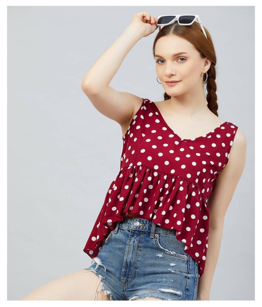 Chimpaaanzee Women's Crepe Asymmetrical Top ( Maroon ) Chimpaaanzee Women's Crepe Asymmetrical Top ( Maroon )